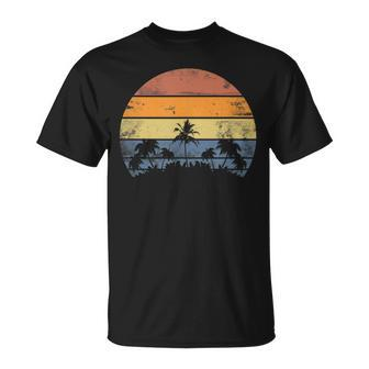 Pacific Ocean Beach Sun Palm Tree Retro Vintage S T-Shirt - Thegiftio UK