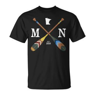 Paddle Mn Minnesota Lake Life Painted Oars T-Shirt - Monsterry