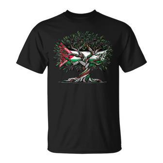 Palestine Olive Tree With Flag T-Shirt - Seseable