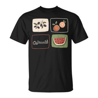 Palestine Olives Watermelon Orange Falasn Palestinian T-Shirt - Monsterry