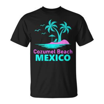 Palm Tree Sunset Summer Vacation Mexico Cozumel Beach T-Shirt - Monsterry UK