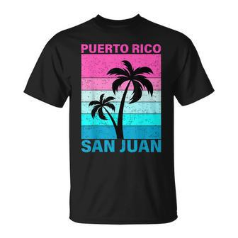 Palm Tree Vintage Family Vacation Puerto Rico San Juan Beach T-Shirt - Seseable