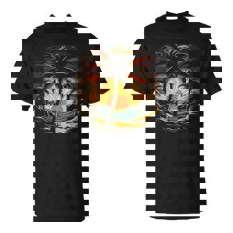 Palmeras De Atardecer Retrointage Estilo Playa Tropical Años 70 Y 80 Camiseta unisex - Regaloses