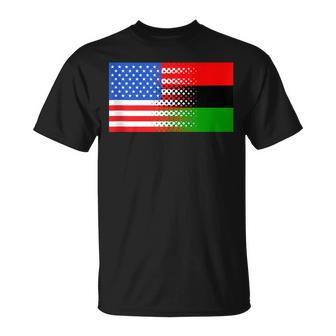 Pan African Flag Afro-American Usa Unia Flag T-Shirt - Monsterry