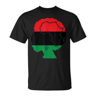 Pan African Flag Black Woman Melanin Black Pride Afro Pride T-Shirt - Monsterry