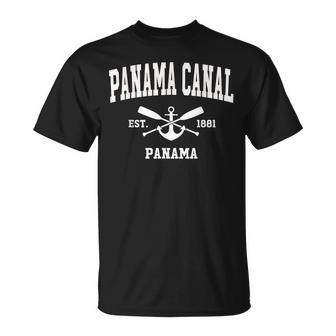 Panama Canal Vintage Crossed Oars & Boat Anchor Sports T-Shirt - Monsterry AU