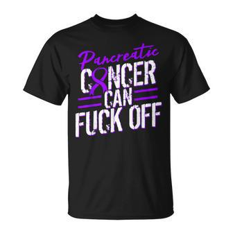 Pancreatic Cancer Fuck Off Purple Ribbon Support T-Shirt - Monsterry AU