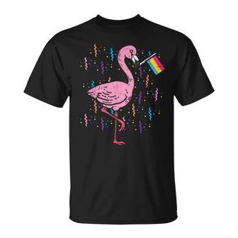 Pansexual Flag Flamingo Lgbt Pan Pride Stuff Animal T-Shirt - Monsterry UK