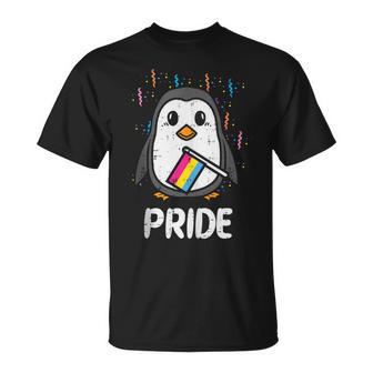 Pansexual Flag Penguin Lgbt Pan Pride Stuff Animal T-Shirt - Monsterry