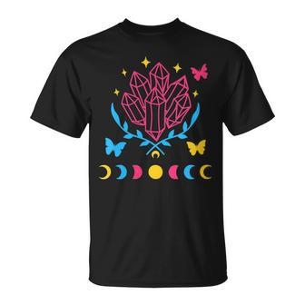 Pansexual Subtle Pan Pride Lgbtq Subtle Moon Phase Crystals T-Shirt - Monsterry CA