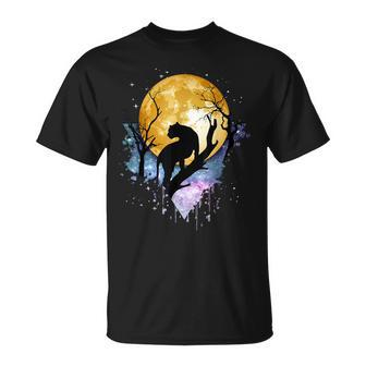 Panther Spirit Full Moon Galaxy Black Stars Night Realm T-Shirt - Monsterry AU