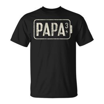 Papa 3 Kinder Lustig Dreifacher Papa Leere Akku Kapuzenjacke T-Shirt - Geschenkecke