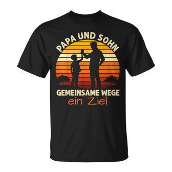 Papa & Sohn Gemeinsame Wege Ein Ziel Papaatertag Geschenke T-Shirt - Geschenkecke