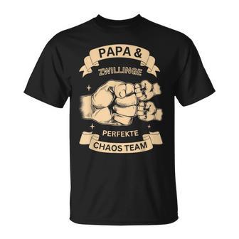 Papa & Zwillinge Perfekte Chaos Teamatertag Männertag T-Shirt - Geschenkecke