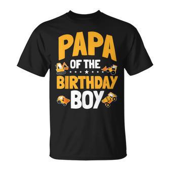 Papa Of The Birthday Boy Construction Worker Bday Party T-Shirt | Mazezy