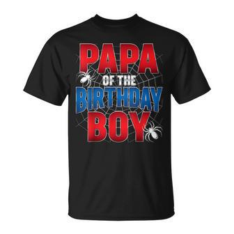 Papa Of The Birthday Boy Costume Spider Web Birthday Party T-Shirt - Monsterry CA