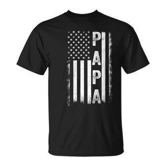 Papa Flag Father's Day 4Th Of July Usa Vintage T-Shirt - Thegiftio UK