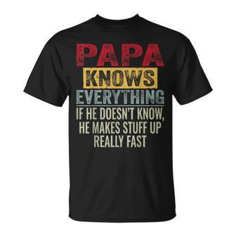 Papa Knows Everything Father's Day Papa Vintage T-Shirt - Monsterry DE