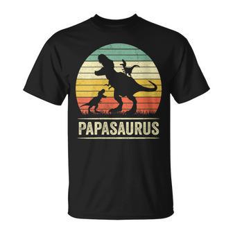 Papasaurus Dinosaur Papa Tyrannosaurus Dino Twin Pack Mit-Ausschnitt T-Shirt - Geschenkecke