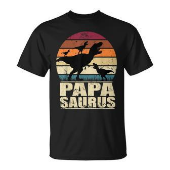 Papasaurus T Rex Dinosaur Triplet Dino Daddy Papa Saurus T-Shirt - Monsterry DE