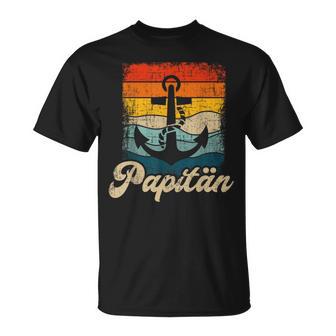 Papitän Retro Für Papa Zumatertag Geburtstag Weihnachten T-Shirt - Geschenkecke