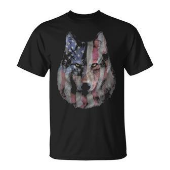 Patriotic America Grey Wolf Bust Usa T-Shirt | Mazezy