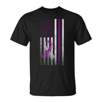 Patriotic American Flag Alzheimers Awareness Purple July 4Th T-Shirt - Monsterry UK