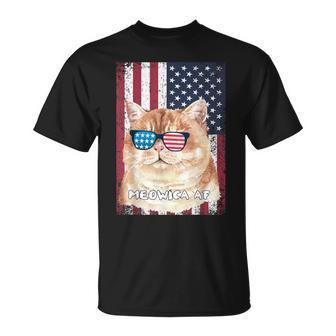 Patriotic Cat Meowica Af 4Th Of July Usa American Flag T-Shirt - Monsterry DE