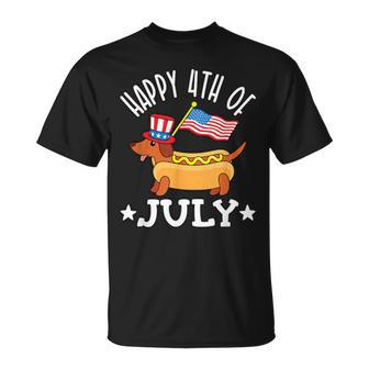Patriotic Dachshund Fourth Of July 4Th Flag Cute Hot Dog T-Shirt - Monsterry