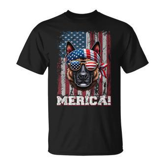Patriotic Dutch Shepherd Dog Lover Us Flag Independence Day T-Shirt - Monsterry AU