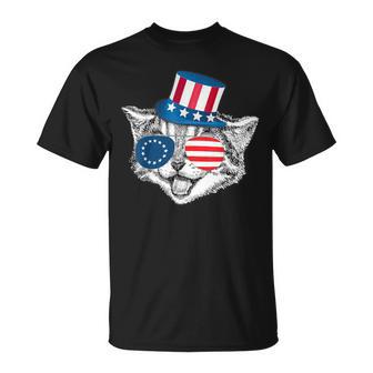 Patriotic Cat Betsy Ross American Flag Battle 13 Stars T-Shirt - Monsterry DE