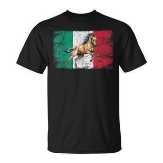 Patriotic Horse Italian Flag Farm Horseback Riding Horses T-Shirt - Monsterry