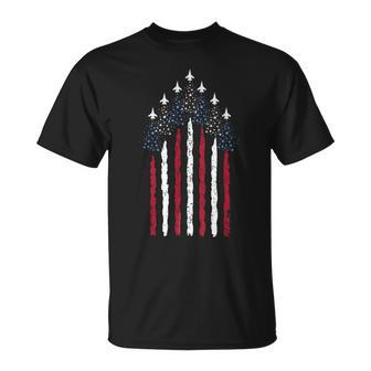 Patriotic Stars Red White Blue Usa Fighter Jets 4Th Of July T-Shirt - Monsterry DE