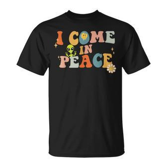 I Come In Peace Im Peace Groovy Matching Couples T-Shirt - Thegiftio UK