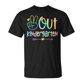 Peace Out Kindergarten Tie Dye Last Day Of School T-Shirt - Seseable