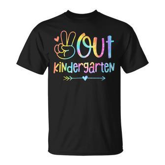 Peace Out Kindergarten Tie Dye Last Day Of School Teacher T-Shirt - Seseable