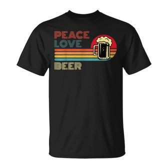 Peace Love Beer Retro Sunset Bartender Brewers Drinkers T-Shirt - Monsterry DE