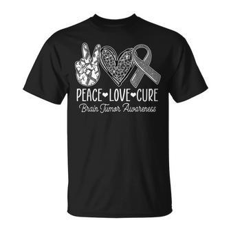 Peace Love Cure Brain Tumor Support Brain Tumor Awareness T-Shirt | Mazezy