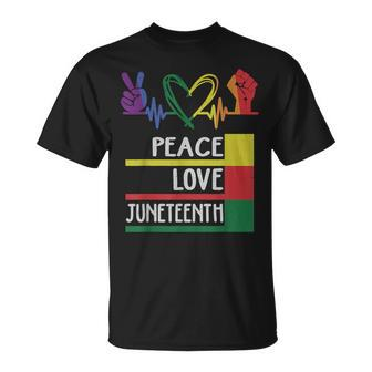 Peace Love Junenth Pride Black Girl Queen Men T-Shirt - Monsterry DE