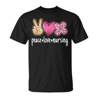 Peace Love Nursing Leopard Print Cute Nurse T-Shirt | Mazezy