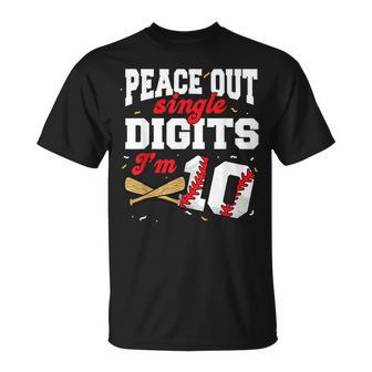 Peace Out Single Digits I'm 10 Baseball 10Th Birthday T-Shirt - Seseable