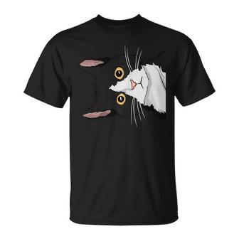 Peeking Tuxedo Cat Lady Cat Mom Cute Tuxedo Cat T-Shirt - Thegiftio UK