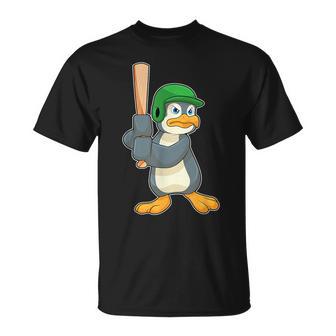 Penguin Baseball Baseball Bat Sports T-Shirt - Monsterry DE