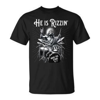 Percussion Drum Rizz He Is Rizzin Jesus Drumming T-Shirt - Monsterry AU