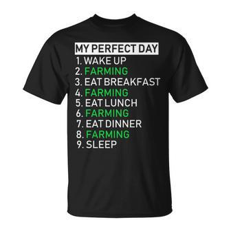 My Perfect Day Farmer Cool Hilarious Farm Farming T-Shirt | Mazezy
