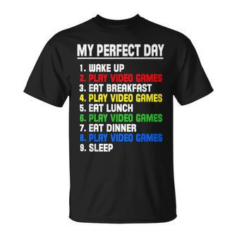 My Perfect Day Video Games Video Gamers T-Shirt - Seseable
