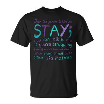 Person Behind Suicide Prevention Depression Awareness Back T-Shirt - Monsterry