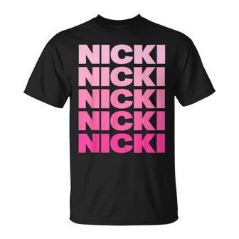 Personalized Name Nicki I Love Nicki Pink Vintage T-Shirt | Mazezy