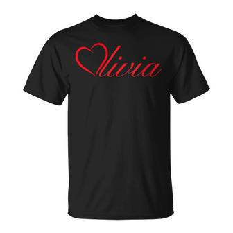 Personalized Name Olivia I Love Olivia Heart T-Shirt - Thegiftio UK