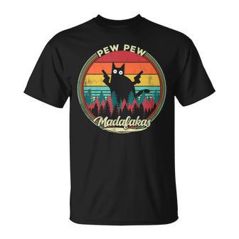 Pew Pew Madafakas Retro Crazy Cat T-Shirt - Monsterry UK